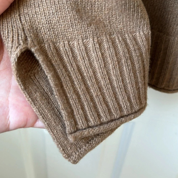 Jenni Kayne Everyday Sweater Knit Cashmere Blend Dark Camel Neutral XXL Flaw - Picture 7 of 15